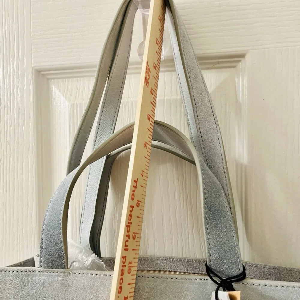 Margot New York‎ Jamee Suede Tote Double Handle Blue TikTok Viral Makeup Pouch
